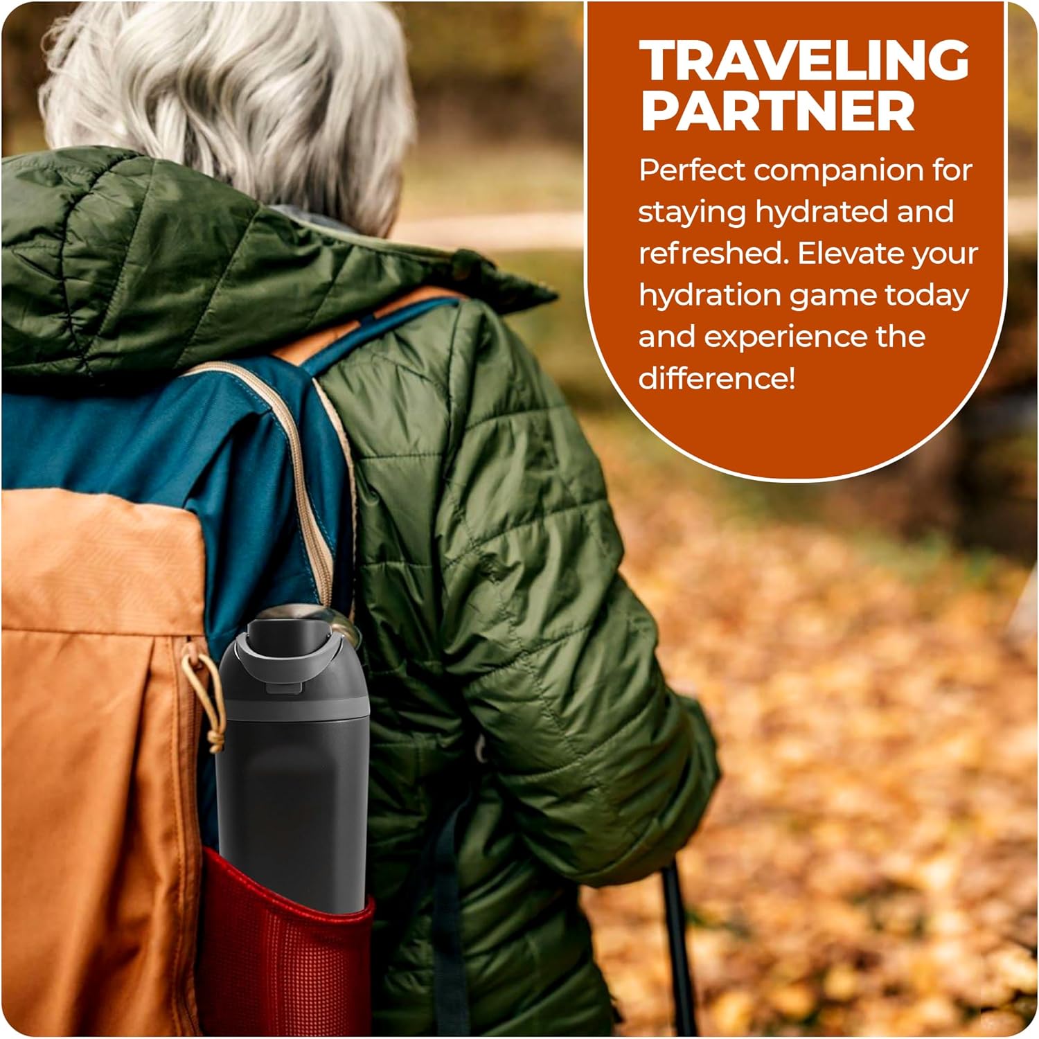 The HomeFlow Co.'s 20oz Stainless Steel Water Bottle with Straw | Double Walled & Vacuum Insulated | BPA-Free, Lightweight, Leak Proof Locking Lid for Travel & Sports (Black & Grey) - Image 7