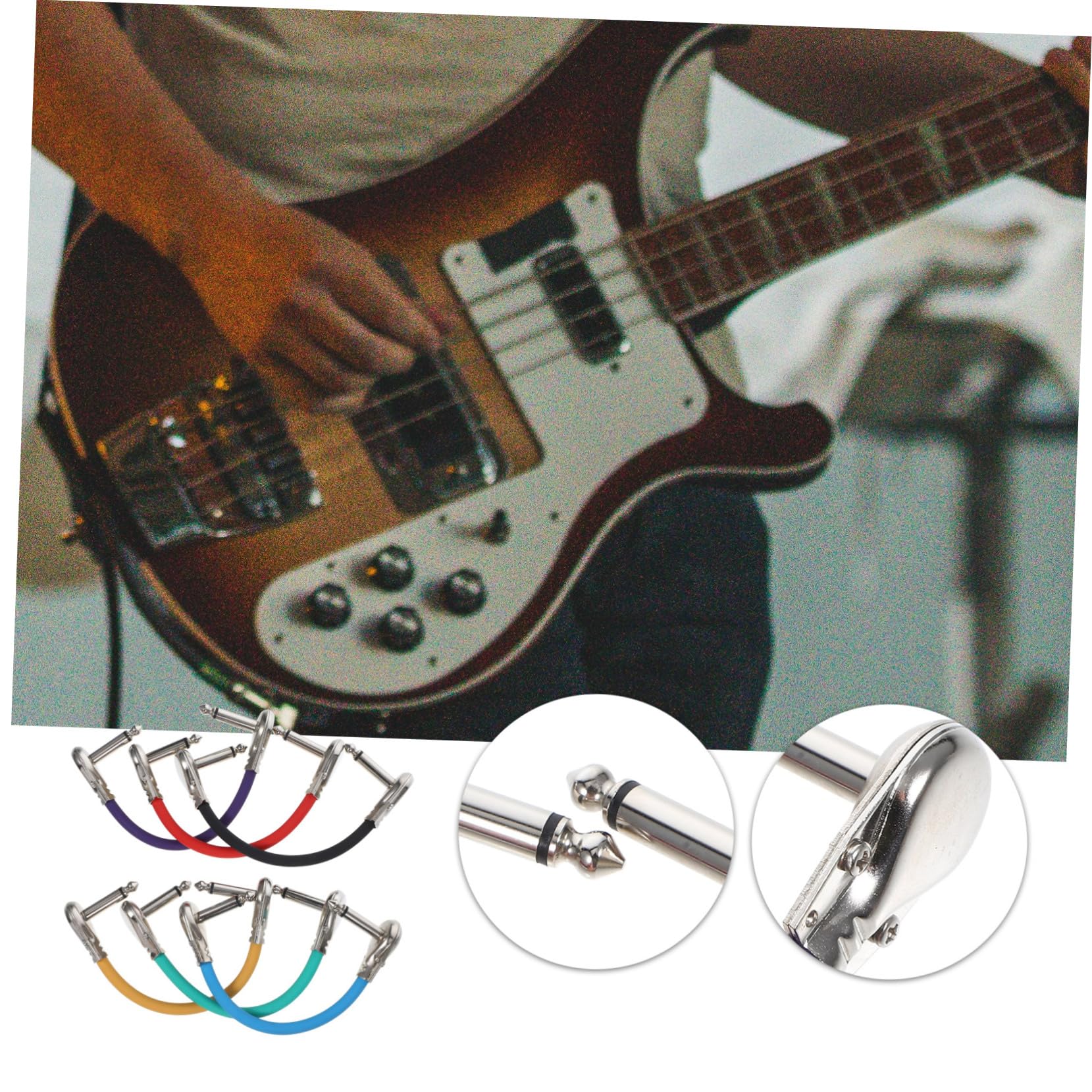 TOYANDONA Cables de Conexión para Guitarra de 6, 35mm, 6 Piezas | Pu y Cobre, Formato Plano de 15cm, Diseño Plug-and-play para Espacios Reducidos