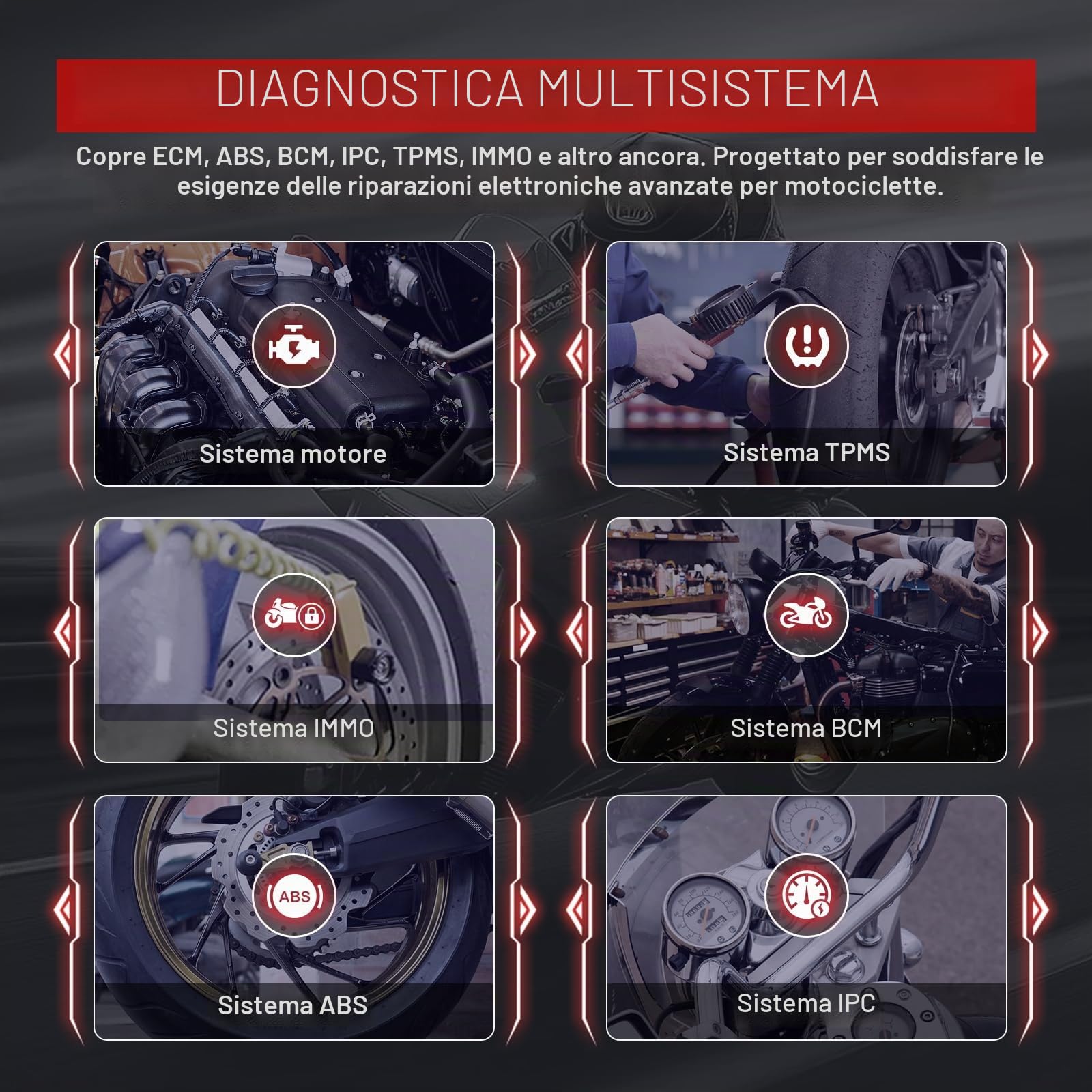 Strumento diagnostico per moto, scanner OBD2 per moto M7, sistemi completi che supportano oltre 70 marchi globali, lettore di codici WIFI con oltre 100 funzioni con un clic