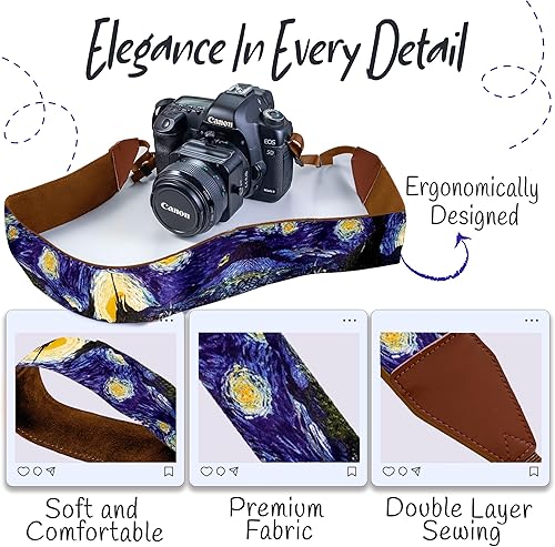 Miniatura 3 de Van Gogh Starry Night - Correa universal para cámara réflex digital, cuello y hombro, para cámara digital DSLR, diseño artístico y genial, el mejor