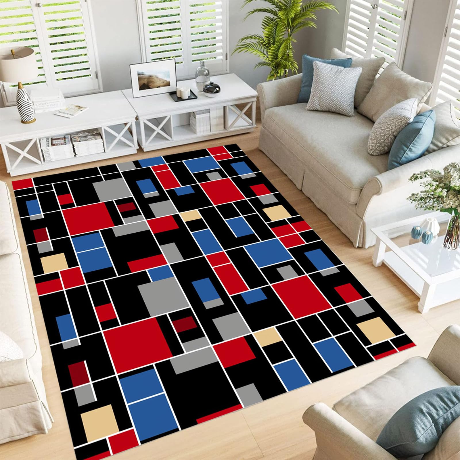 Tapis de chambre jeux rétro rouge noir pour espace ados et enfants