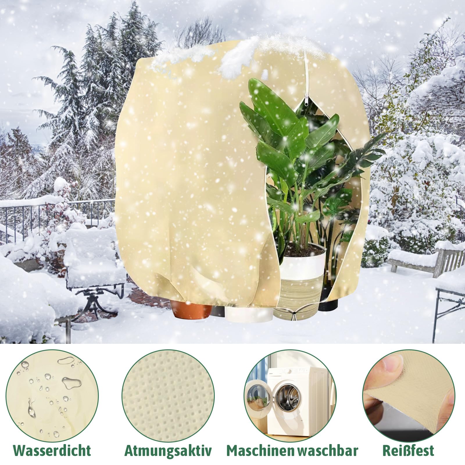 LAISLLA Pflanzenschutz Winter, 250 x 360cm Winterschutz für Pflanzen, Winterschutz für Kübelpflanzen mit Reißverschluss und Kordelzug, Pflanzen Winterschutz Draußen 2 Stück | Kordelzug, Für Kübelpflanzen, Draußen geeignet, Pflanzenschutz Winter