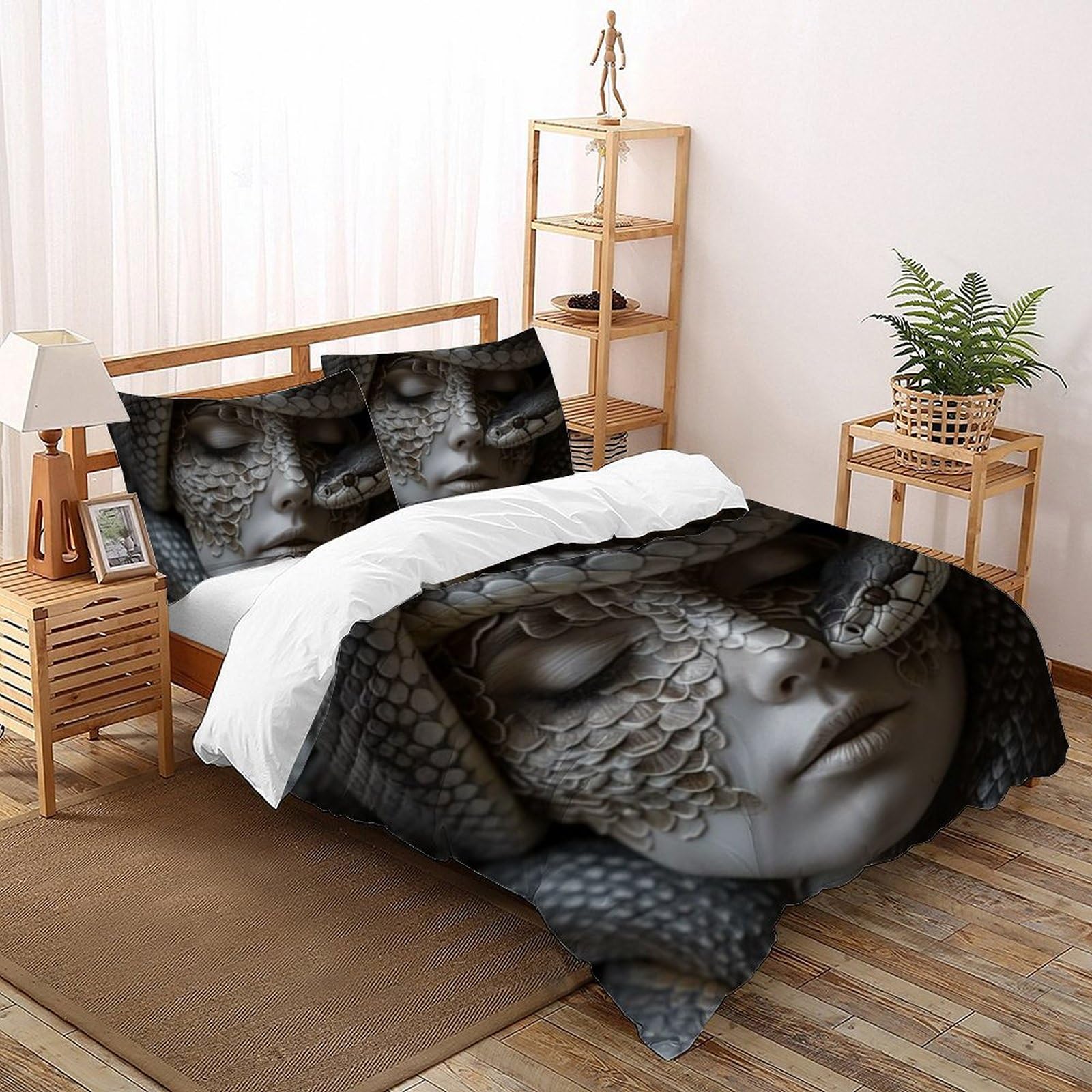 Housse de couette serpent hypoallergénique lit double 200x200cm microfibre