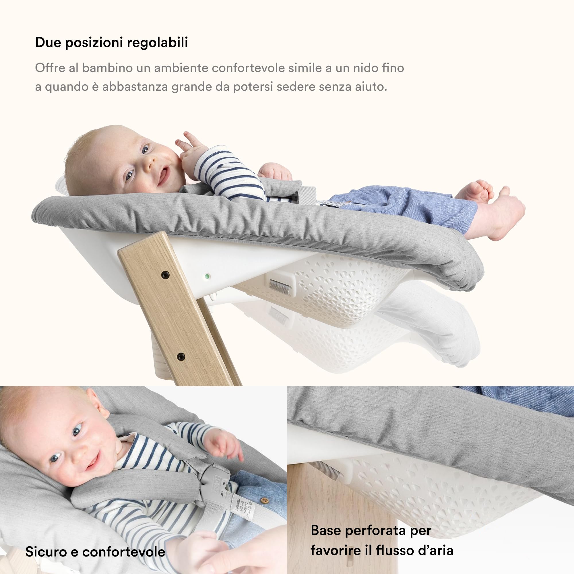 Sedia Stokke Tripp Trapp con Newborn Set e Baby Set, Glacier Green - Design sicuro, regolabile ed ergonomico
