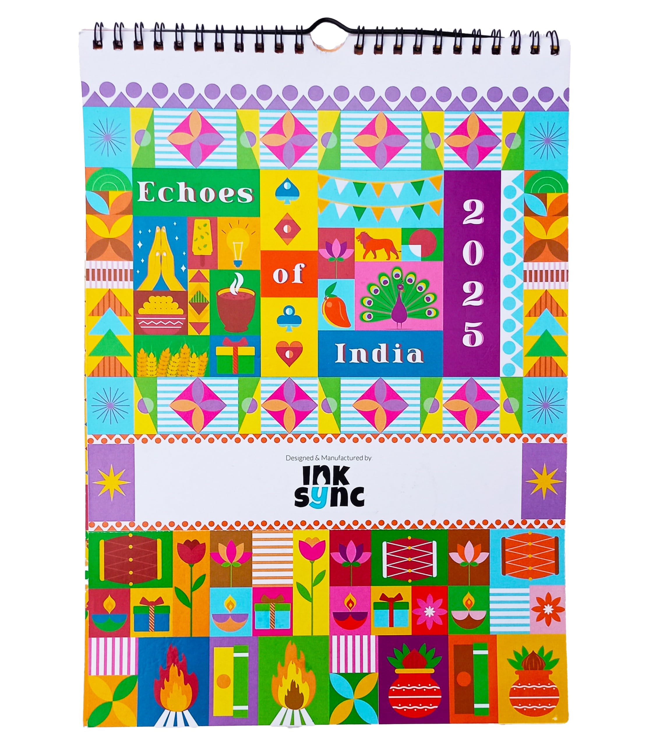 Wall Calendar 2025: Echoes of India – A4 Size I Reusable I Featuring Indian Illustrations I Playing Cards, and Sticker Sheets I Vibrant Artwork I Calendar Planner I Best for Office and Desk I Most Creative Calendar of the Year I Bet you won't find a Calendar like this!