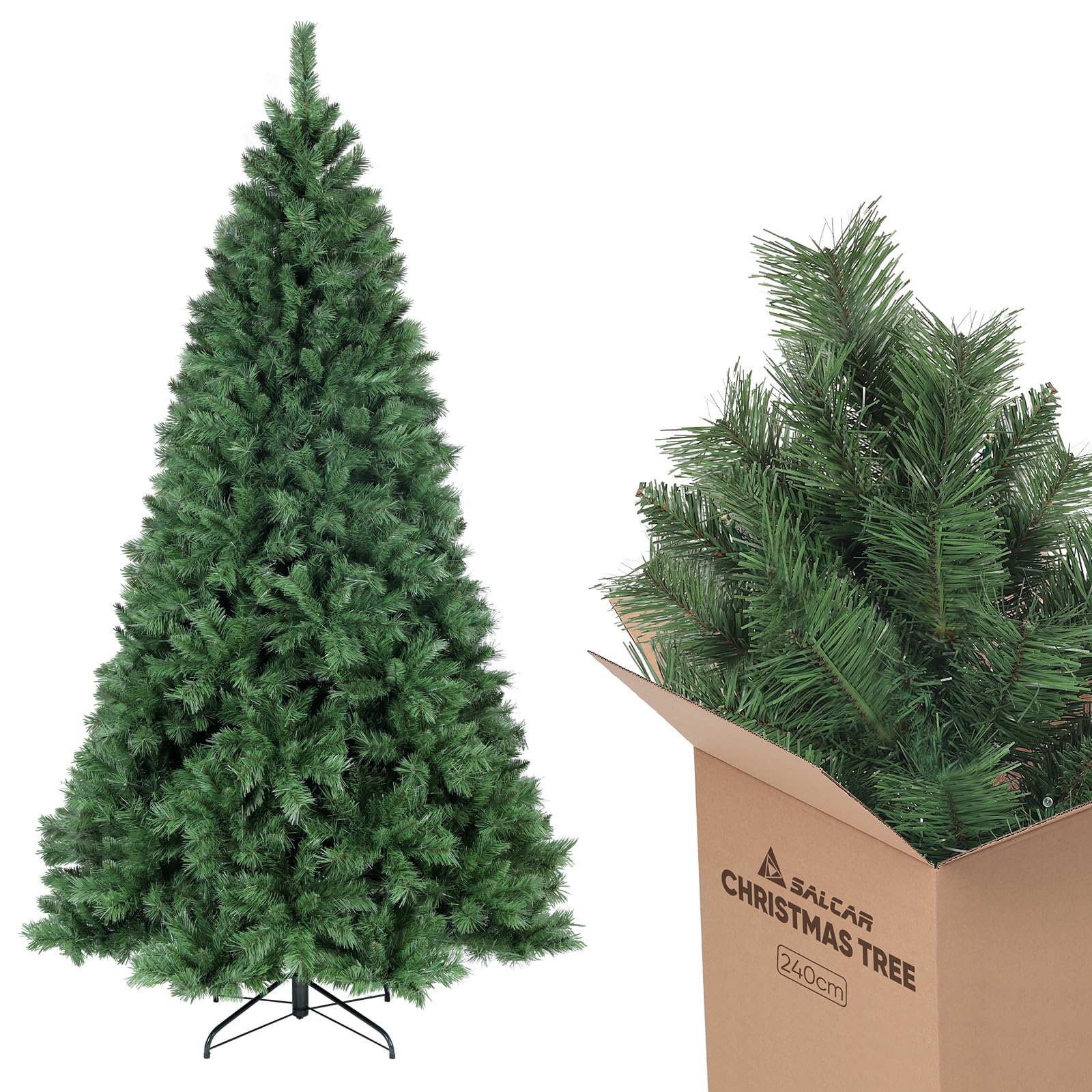 SALCAR 8ft Artificial Christmas Tree – Full & Realistic 240cm Xmas Tree with Sturdy Metal Stand, Perfect for Homes, Offices, Large Spaces & Holiday Celebrations — image 1