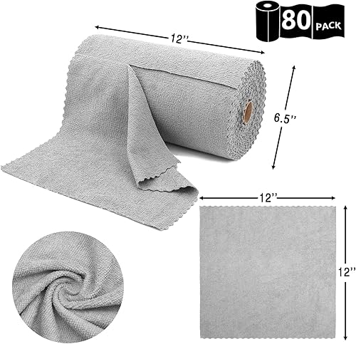 Miniatura 2 de Paquete de 80 paños de limpieza de microfibra, paño de limpieza de microfibra de 12 x 12 pulgadas, el rollo de toallas de microfibra puede ser