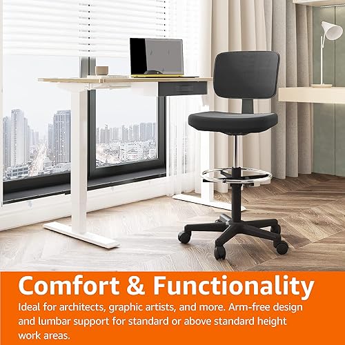 Miniatura 9 de Tienda Basics Silla de redacción de malla con respaldo medio y reposapiés ajustable, color negro