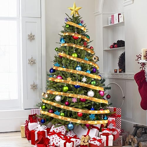 Miniatura 6 de TURNMEON Extra larga Cinta de 150 luces LED para árbol de Navidad de 50 pies, adaptador alimentado por adaptador de doble capa de alambre de cobre,