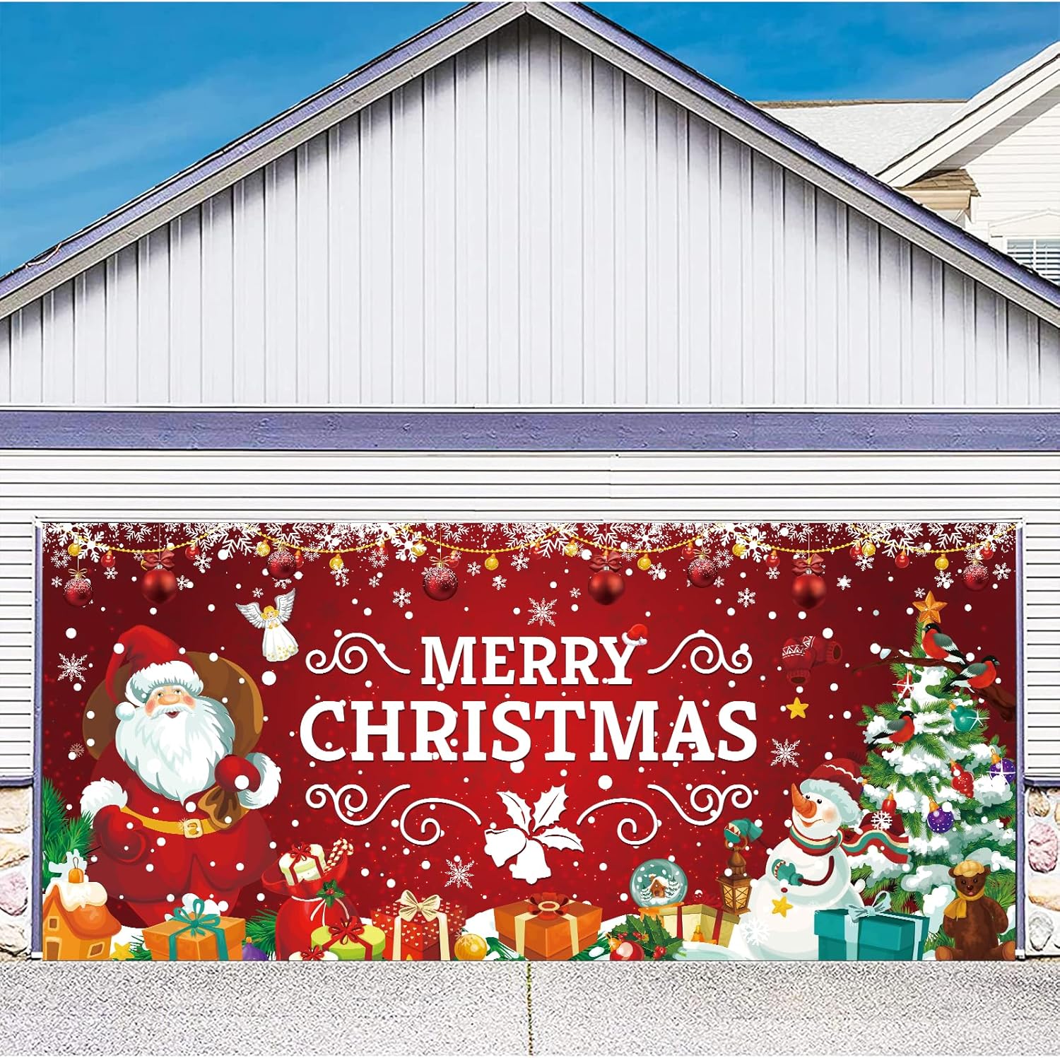 Garage Door Christmas Banner, IKAYAS 6 x 13 Ft Christmas