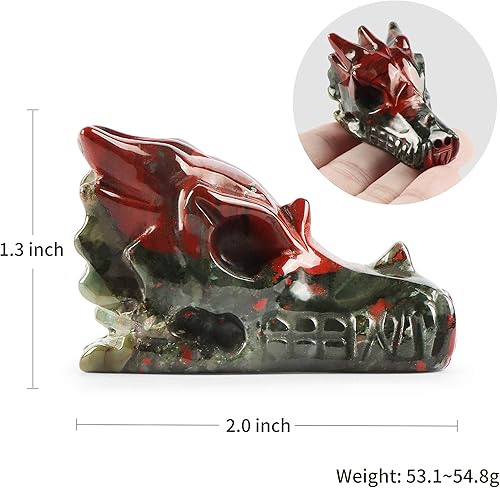 Miniatura 3 de SMQ Estatua de calavera de cabeza de dragón de cristal africano de 2 pulgadas, piedra preciosa tallada a mano, figuras de dragones realistas,