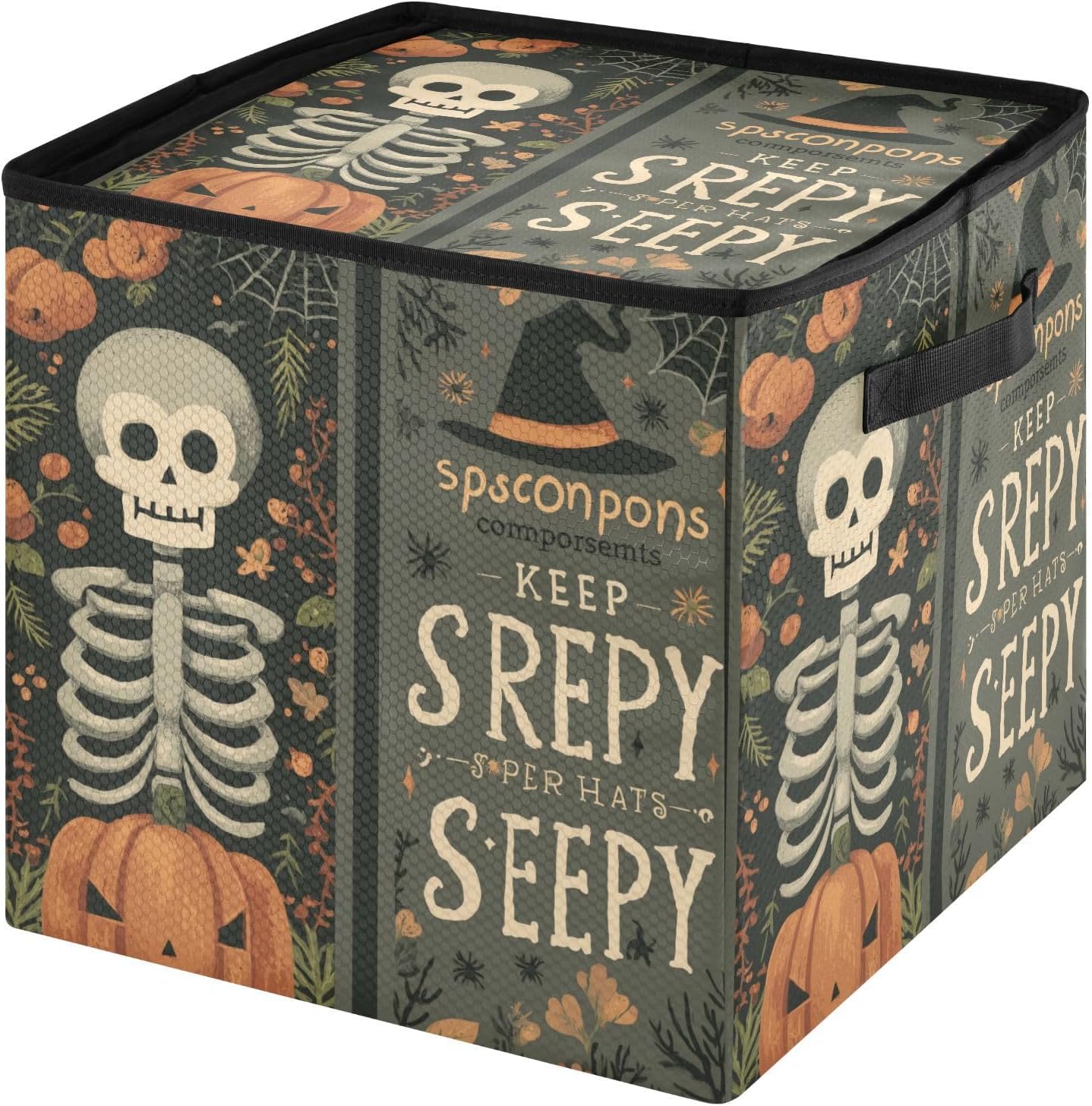 OTVEE Christmas Ornament Storage Box Holiday Decoration Organizer Stores upto 64 Holiday Ornaments Adjustable Dividers Tear-Proof Fabric Creepy Halloween Decor