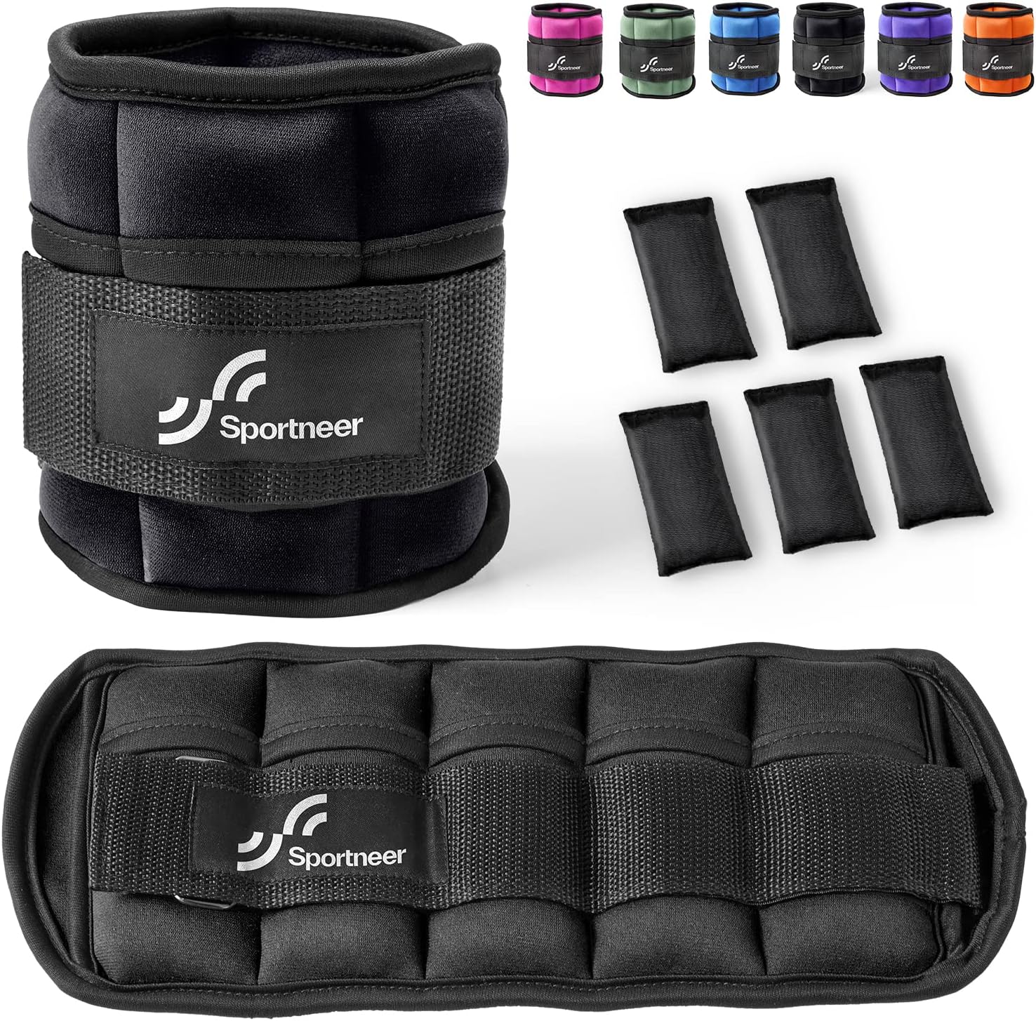 Sportneer Adjustable Ankle Weights: 1 Pair 0.9/1.8/2.7/3.6/4.5 kg Wrist Weights Leg Weights for Women Men Gym Fitness Workout Walking Jogging 2.2 kg per Ankle, 4.5 kg per Pair