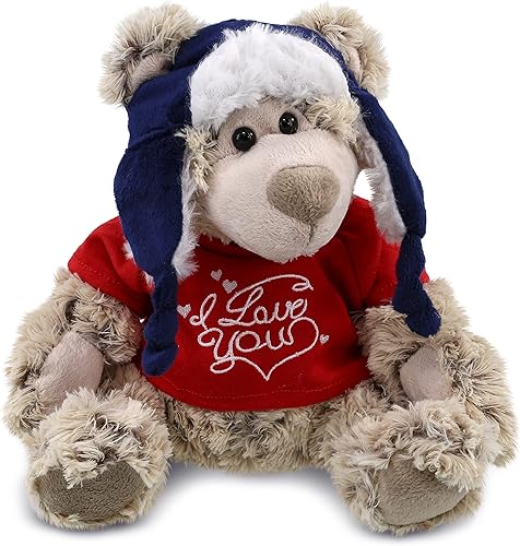 DolliBu Oso polar con ropa de peluche lindo animal de peluche con camisa roja y nombre personalizado para San Valentín aniversario cita romántica