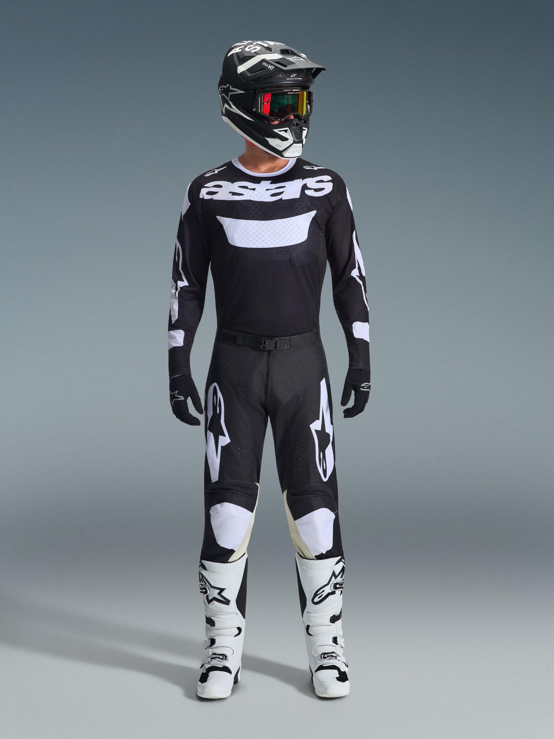 Alpinestars Racer Air Riway Maglia da motocross, nero/bianco, L