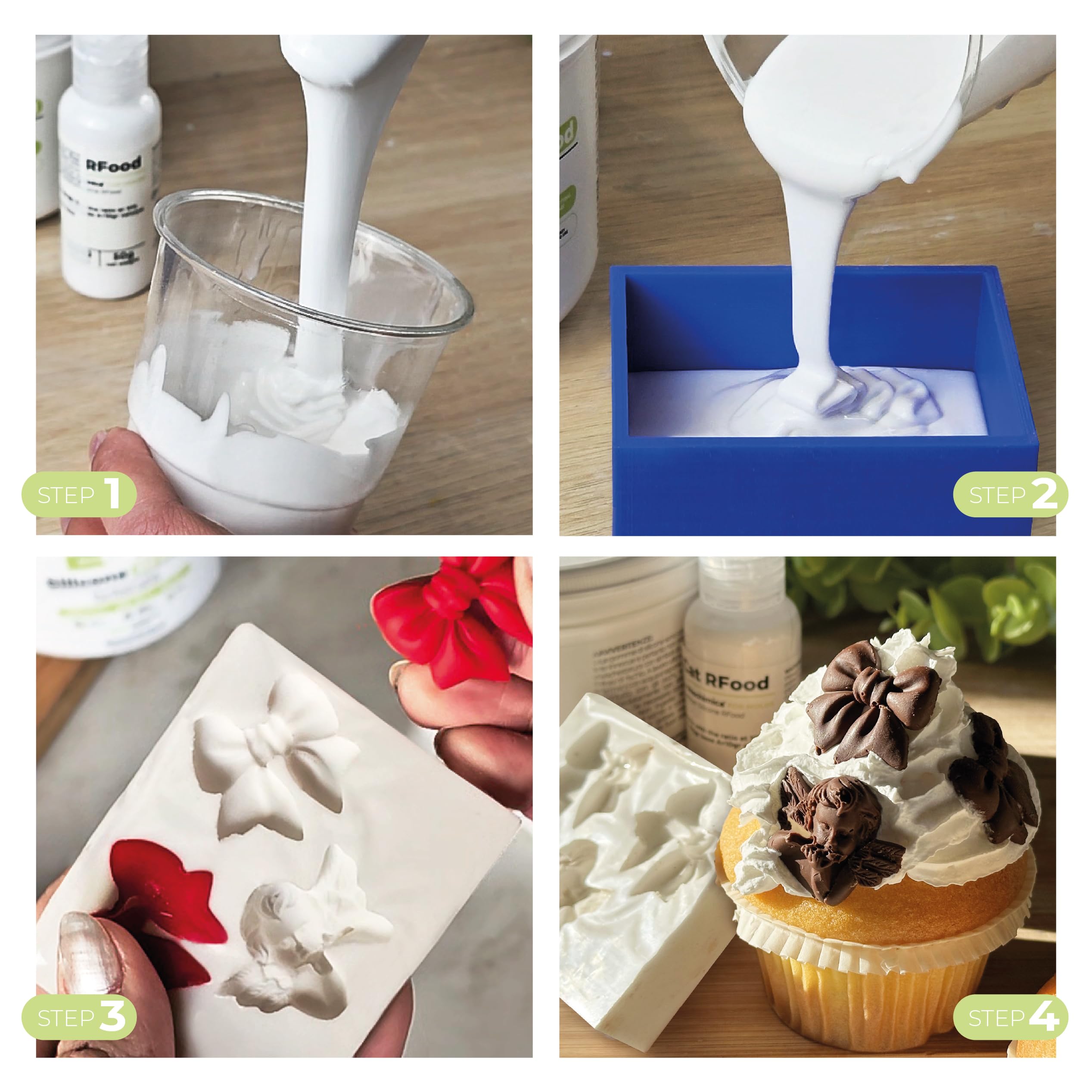 Reschimica Goma de Silicona alimentaria R Food | Moldes para Alimentos DIY | Silicona no tóxica certificada | Fácil de Usar en casa | para Chocolate, Fondant, Hielo, gofres y más (3 kg)