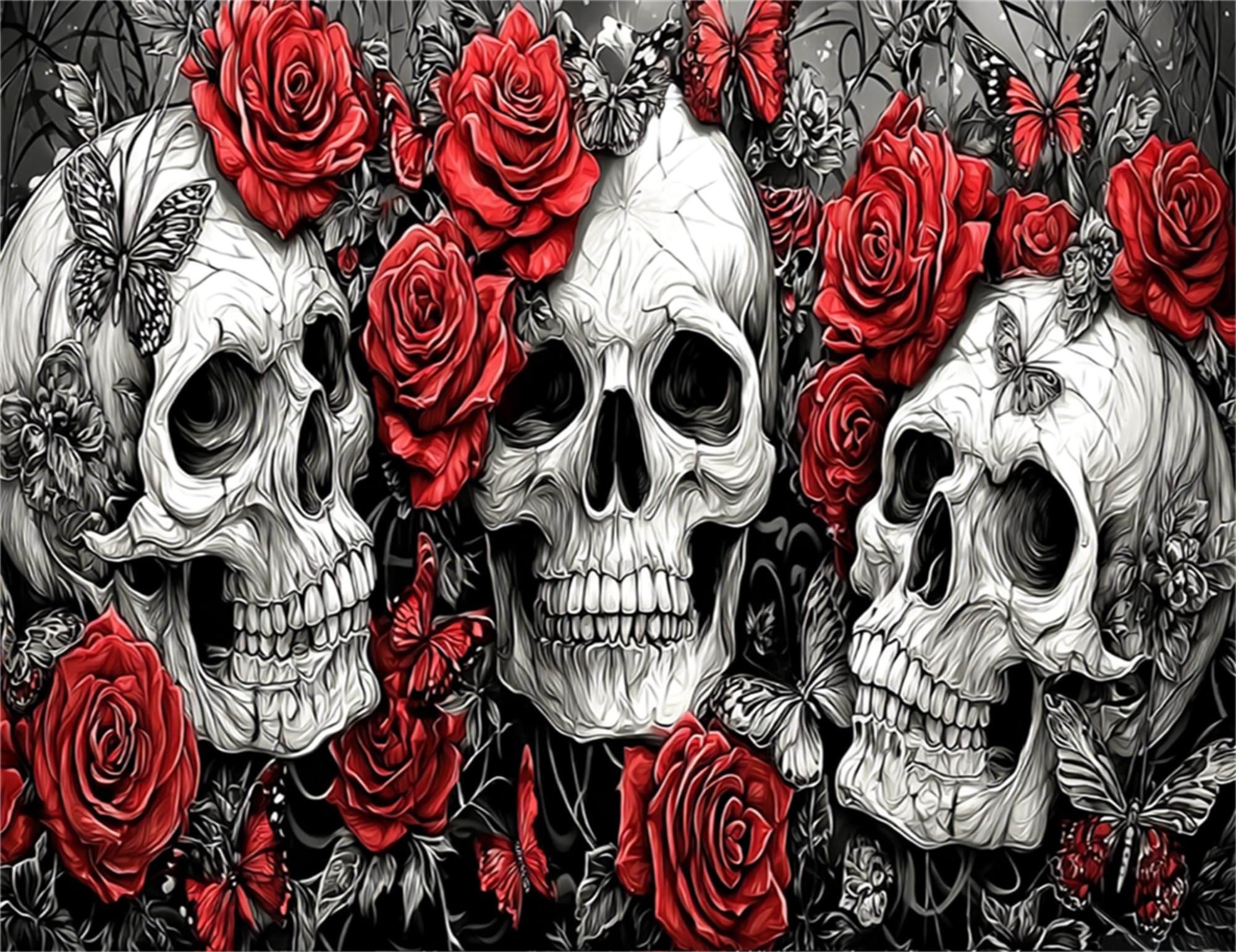 Niasansi DIY Paint by Numbers Kits for Adults,Skull Painting Kit on Canvas, Color by Numbers,Large Adult Paint by Number for Home Wall Decor,Gifts (Skull)