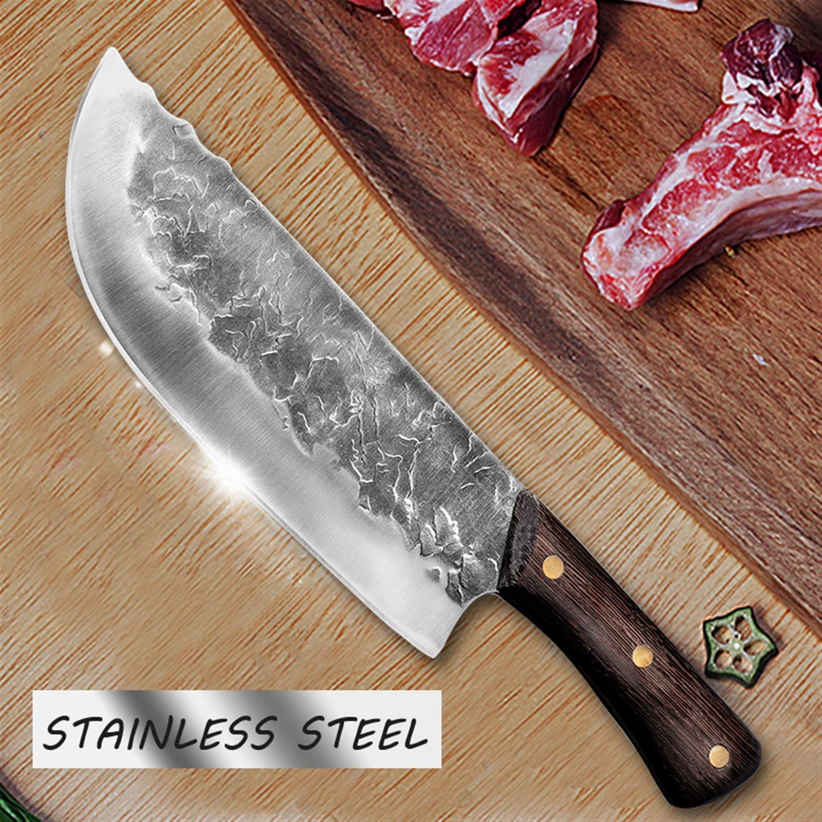 Mehrzweckmesser handgeschmiedet alte Küchenmesser Metzgermesser zum Schneiden von Fleisch Haushaltsscheiben-Kochmesser Küchenmesser (Color : 11.7inch)