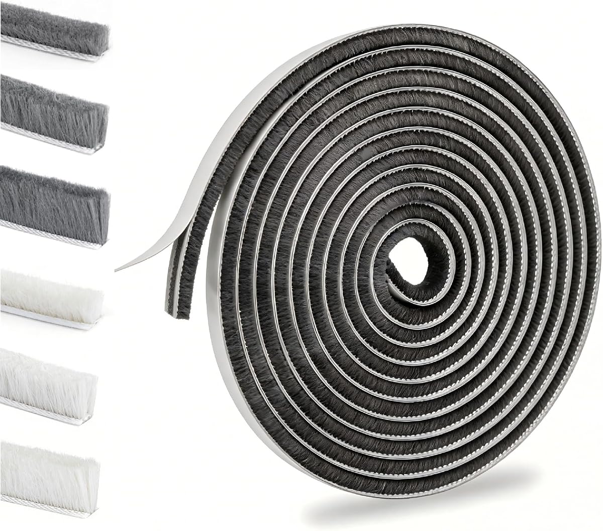 Bruiefpap 39.4FT Weather Stripping for Doors and Windows, Self-Adhesive Soundproofing Door Seal, Door Insulation for Sliding, Exterior, Frames and Front, 0.35'' Wide x 0.35'' Thick, Grey