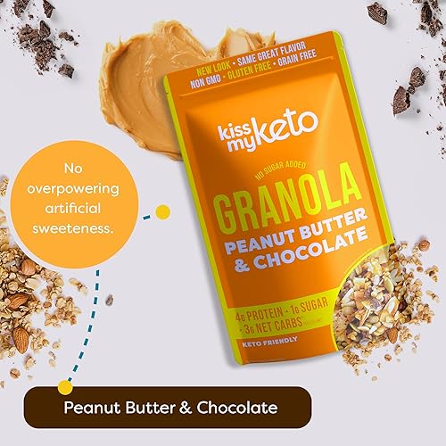 Miniatura 4 de Kiss My Keto Cereal de granola  Granola de chocolate con mantequilla de maní, cereal bajo en carbohidratos (0.07 oz neto) granola baja en azúcar