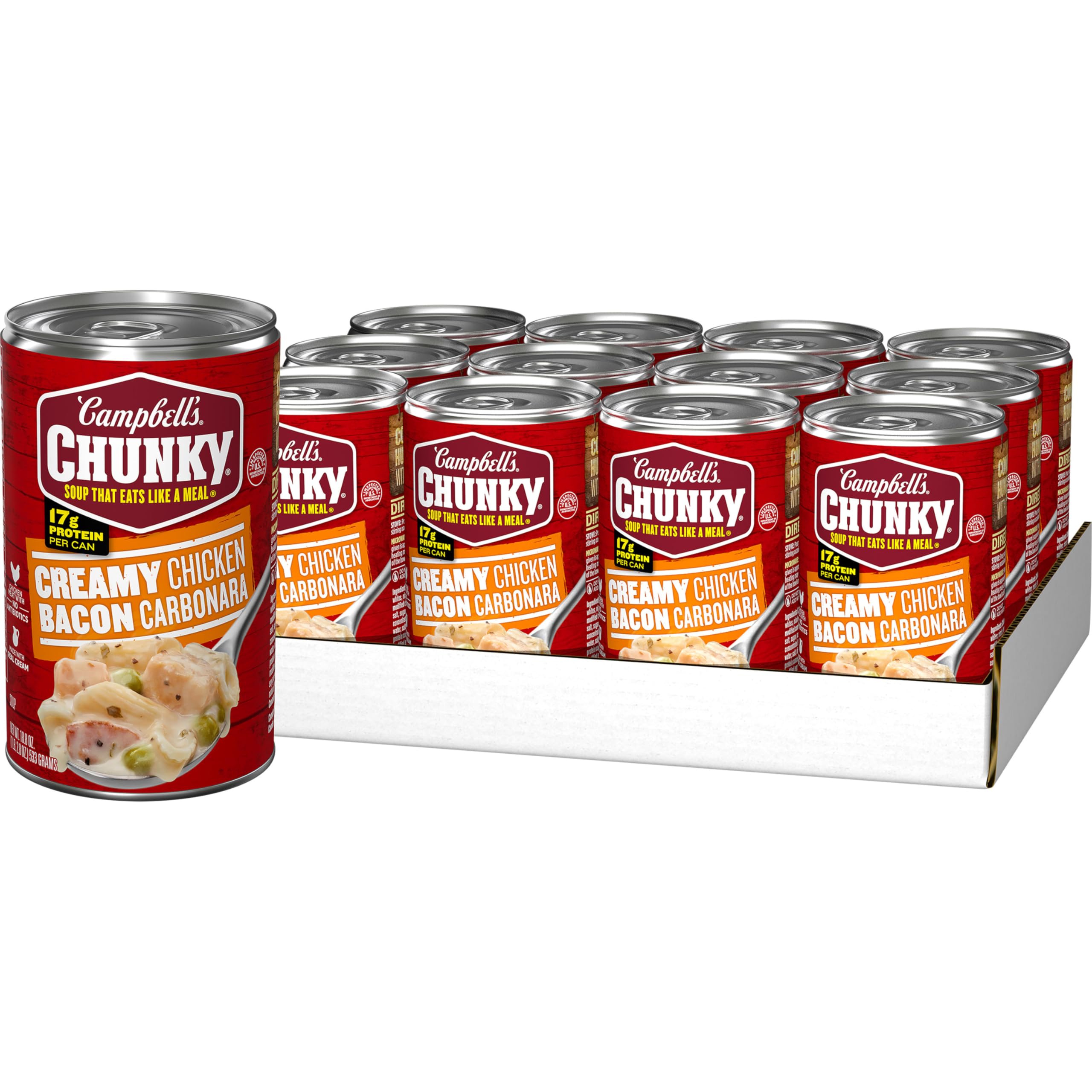 Campbell's Chunky Creamy Chicken Bacon Carbonara Soup, 18.8 oz Can (12 Pack)