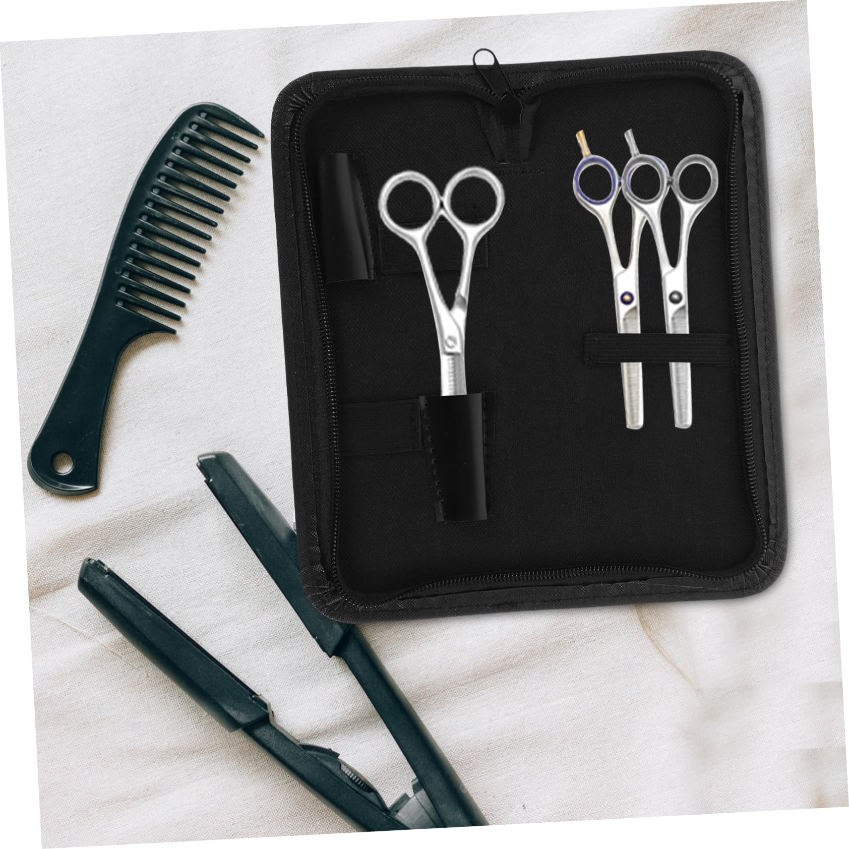 BELLIFFY Hair Stylist Tools Professional Hairdressing Barber Scissors Hairdressing Bag Black Canvas Pu