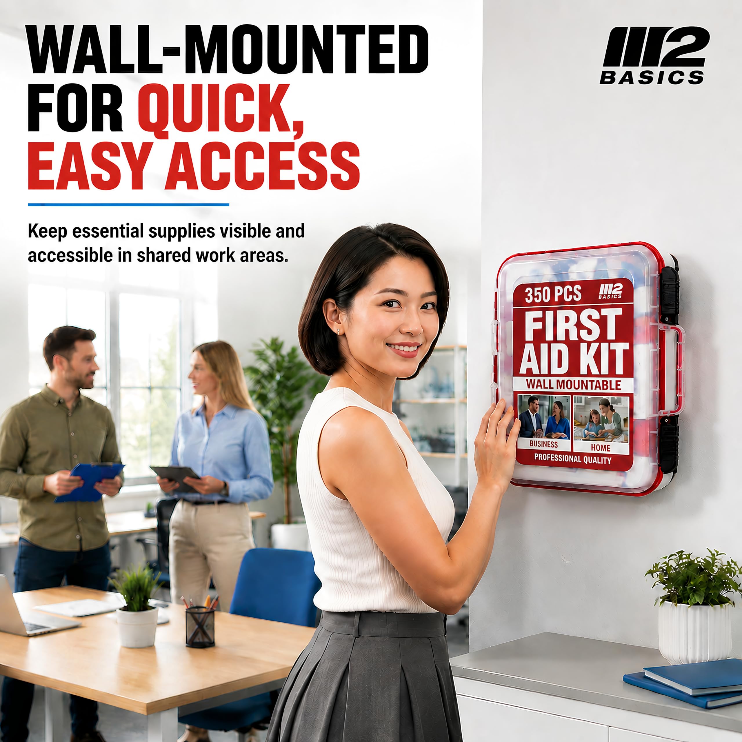 M2 BASICS 350 Piece Professional Wall-Mount First Aid Kit, Business, Home — Amazon image 6