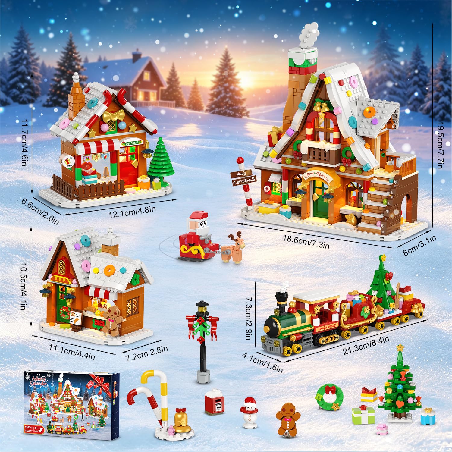INSOON Adventskalender 2026 Lebkuchenhaus Mini-Klemmbaustein-Set mit Licht