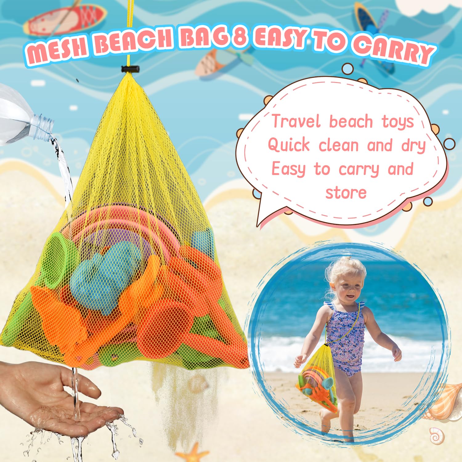 Ensemble de jeux de plage en silicone AKOZON - Seau, pelle et moules