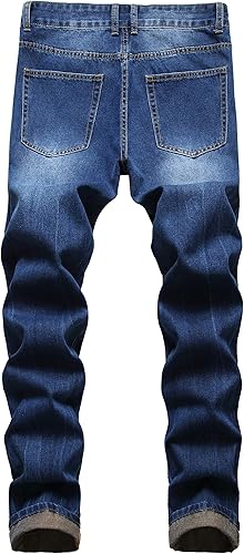 Miniatura 3 de Qimyum - Pantalones rajados de mezclilla para hombre, corte entallado, pierna recta