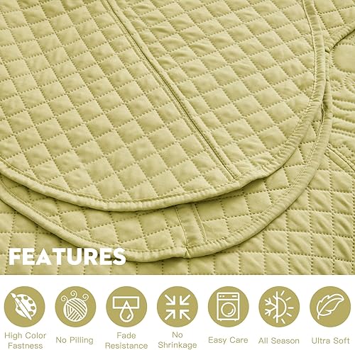 Miniatura 6 de HZ&HY - Juego de cama de tamaño King extragrande, color verde, juego de cama ultrasónico, edredón ligero y delgado, reversible, 5 piezas, 100%