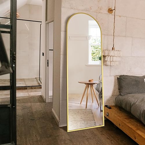 Miniatura 4 de Delma Espejo de pie de longitud completa, espejo de cuerpo completo, espejo de suelo grande con marco arqueado para pared, entrada, puerta,