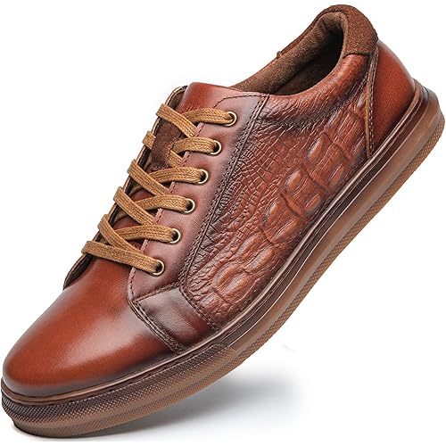 Men's Casual Oxford Sneaker Shoe Genuine Leather Fashion Design Low Top Walking Shoes for Men