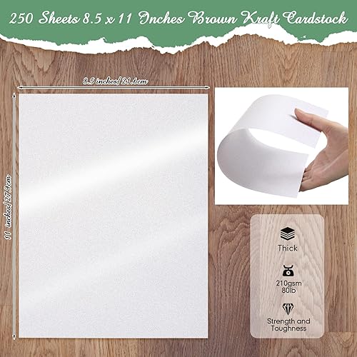 Vista 2 de 250 hojas de papel metálico de 8.5 x 11 pulgadas, tarjeta brillante de 80 libras, 210 GSM, papel de impresora de doble cara para bodas, cumpleaños