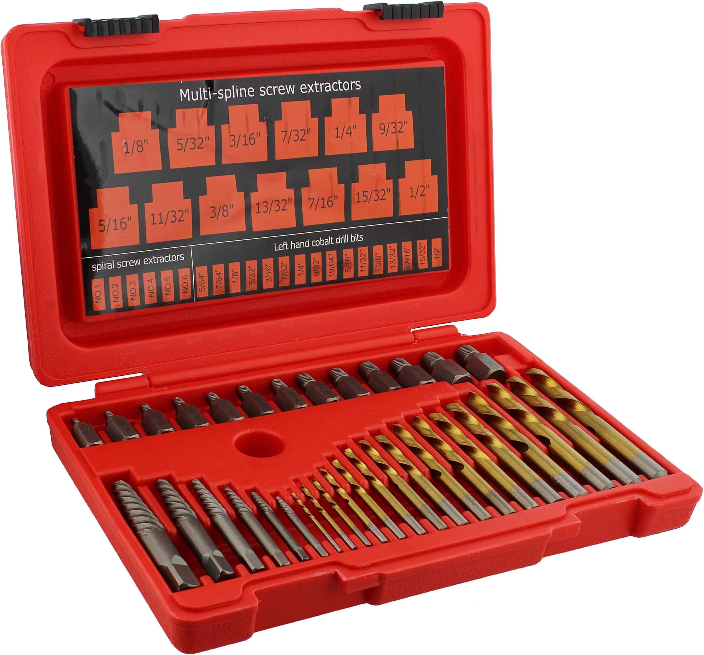 AbnScrew Extractor Set, 35pc - Stripped Screw Remover, Damaged Bolt Extraction Kit for Broken Screws, Bolts, Studs