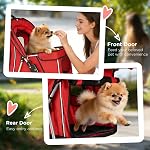 PawHut Pet Stroller with Reflective Strips, Foldable Cat Stroller with 360° Swivel Wheels, Brake and Washable Mat for Small Dogs and Cats, Red