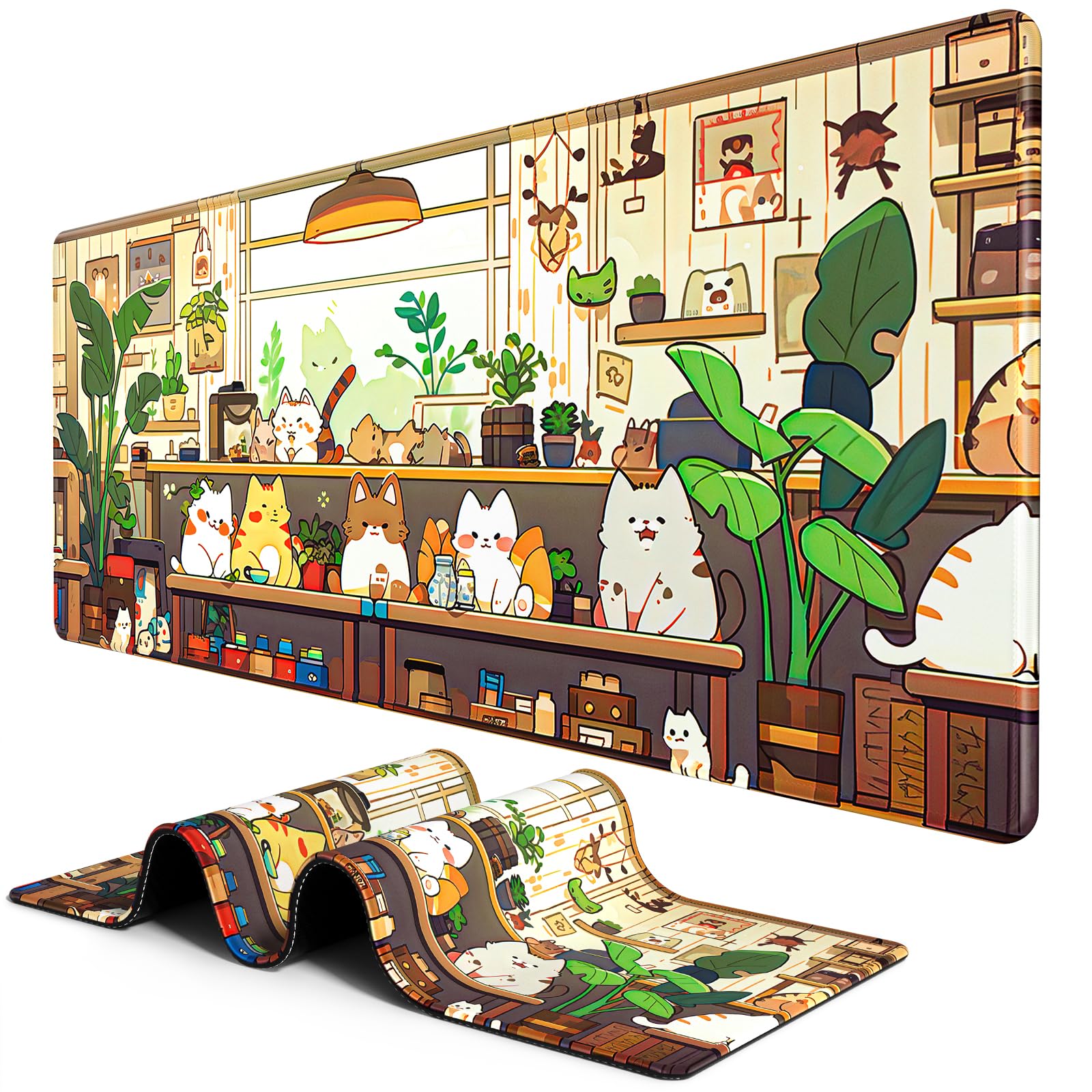 BOSOBO Large Mouse Pad, Desk Pad, XXL XL Extended Gaming Mouse Pad, Desk Mat for Office & Home, Long Keyboard Mat, Huge Mouse Pad, Desktop Full Cover 31.5 x 11.8 Inches, Lofi Quiet Cat (B0CTWZG2F7) Amazon Price History, Amazon Price Tracker