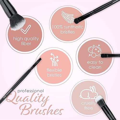 Miniatura 4 de Pretty Face - Juego de 6 brochas de maquillaje de cerdas sintéticas de primera calidad, brocha para difuminar, brocha correctora, brocha para sombra