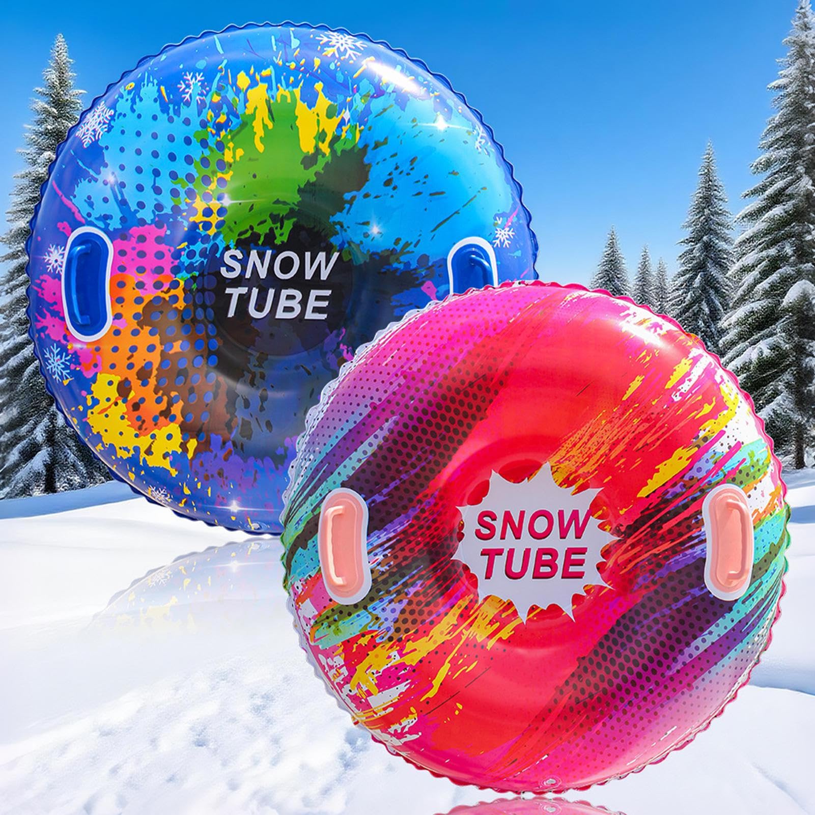 Tube Neige Gonflable | Luge neiges Gonflable Robuste | Luge neiges gonflables Portable avec poignées | Neige Cercle Ski d'hiver Plein air résistants l'usure pour Enfant et Adultes