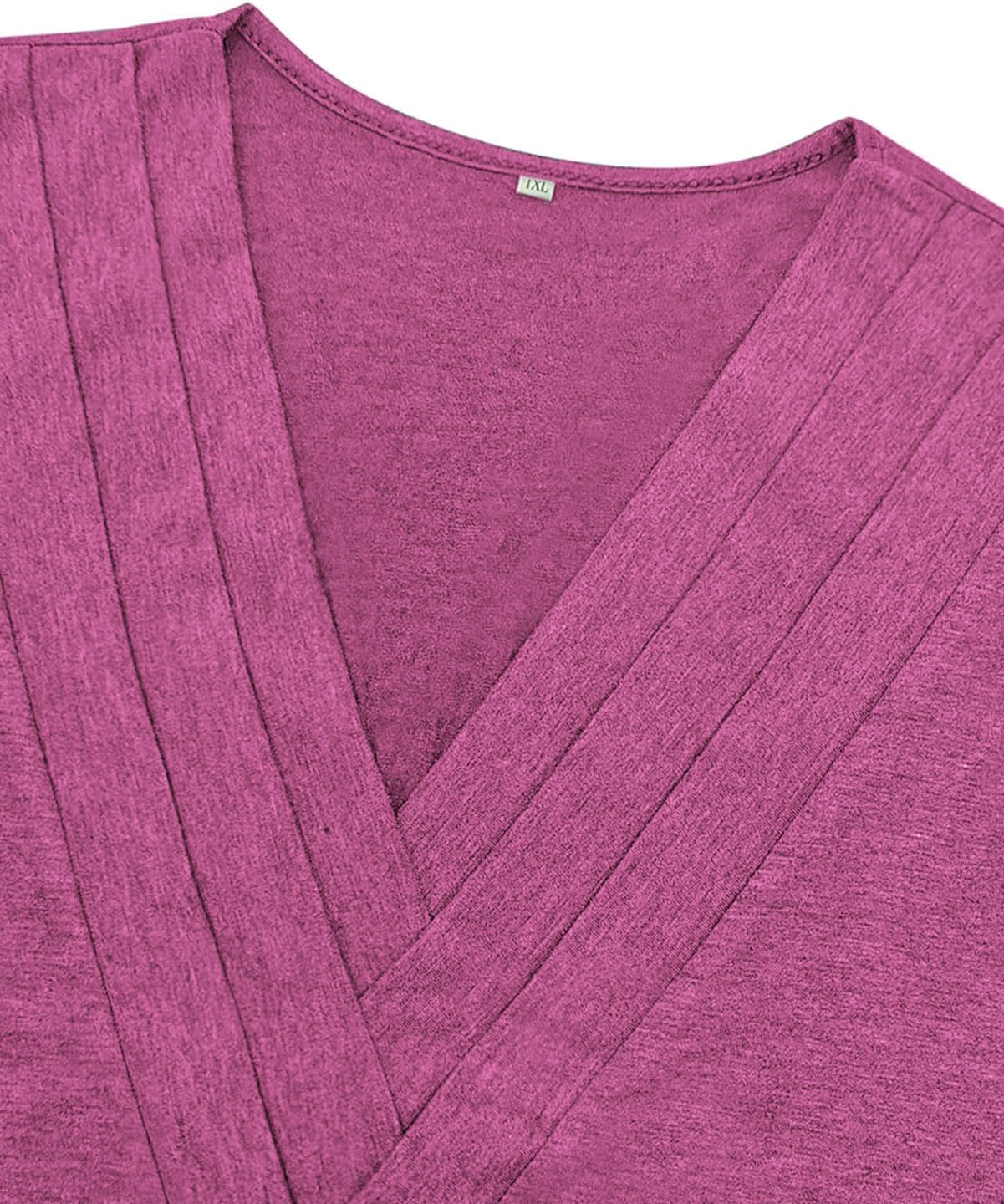 VISLILY Womens-Plus-Size-Summer-Tops Casual Petal Short Sleeve T Shirts Trendy V Neck Blouses Flowy Dressy Tunics XL-5XL - Image 4