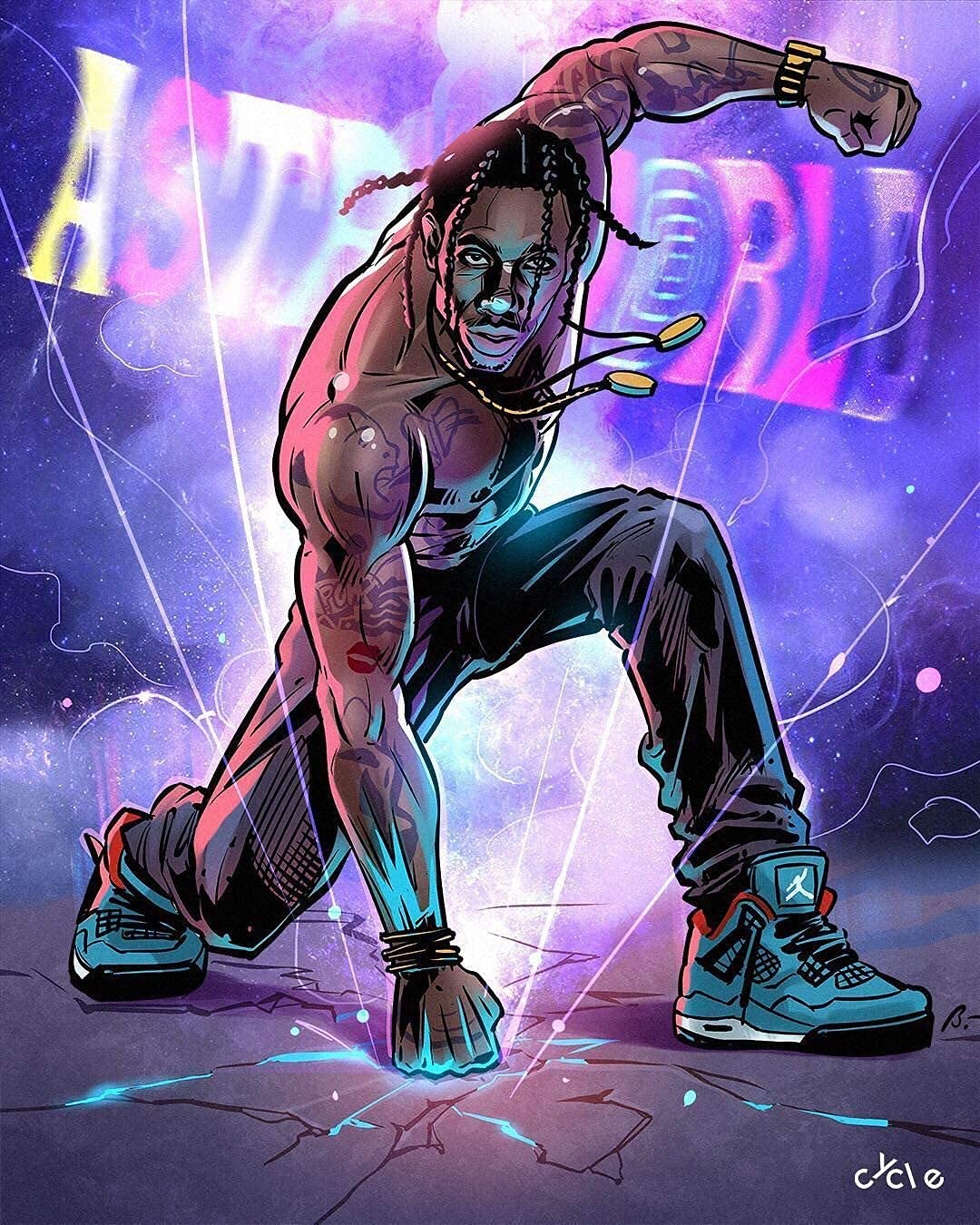 Blue ThroatBlue Throat Trident Collection Travis Scott ASTROWORLD Hero 12x18 Inch