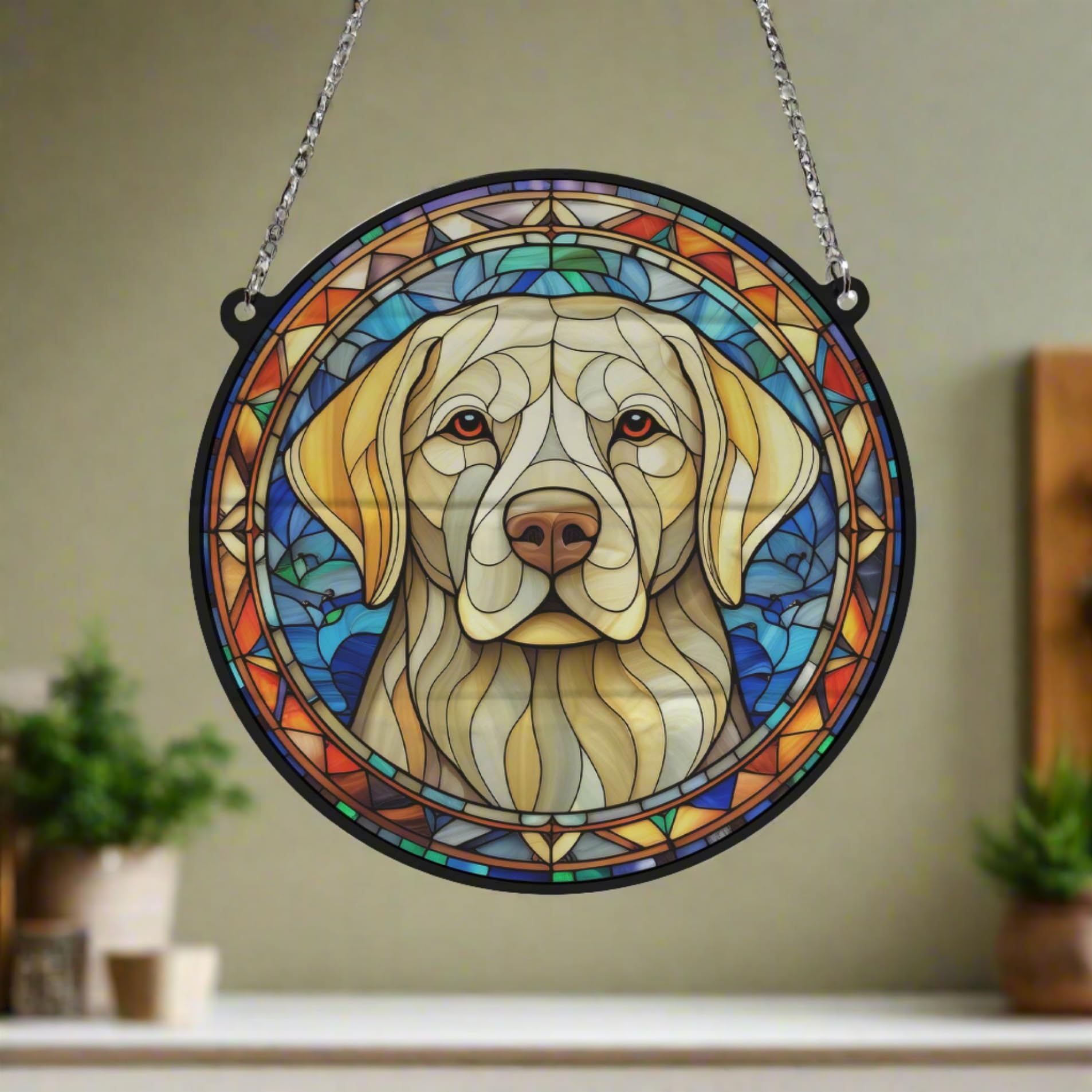 Image Industry Labrador Yellow Stained Glass Effect Suncatcher - Garden Gift - Dog Gift - Pet Memorial (19cm) - Image 4