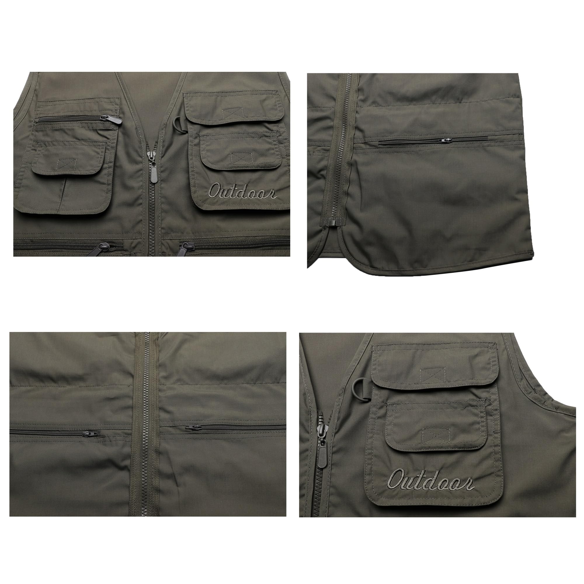 CLSQLXYJZC Gilet Multitasche Da Uomo, Gilet Cargo Casual Senza Maniche Con Scollo A V Multitasche In Rete Traspirante Con Cerniera Per Uomo, Utility Da Viaggio Trekking Tasche, Per Fotografia