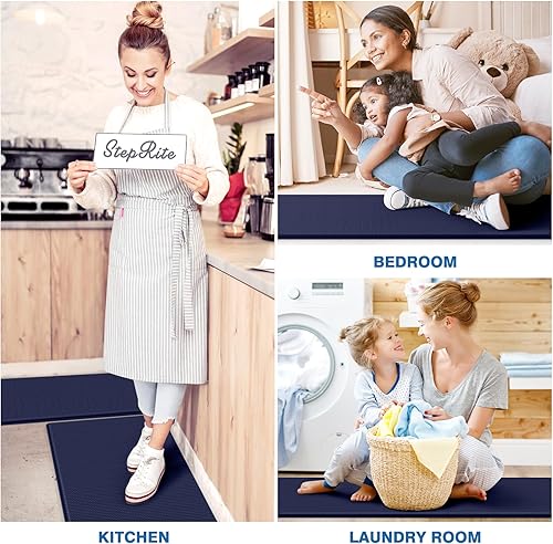 Miniatura 40 de StepRite Tapetes de cocina, 2 tapetes acolchados, antifatiga, para piso, de escritorio, antideslizante, impermeables, oficina, alfombras de 17.3 x