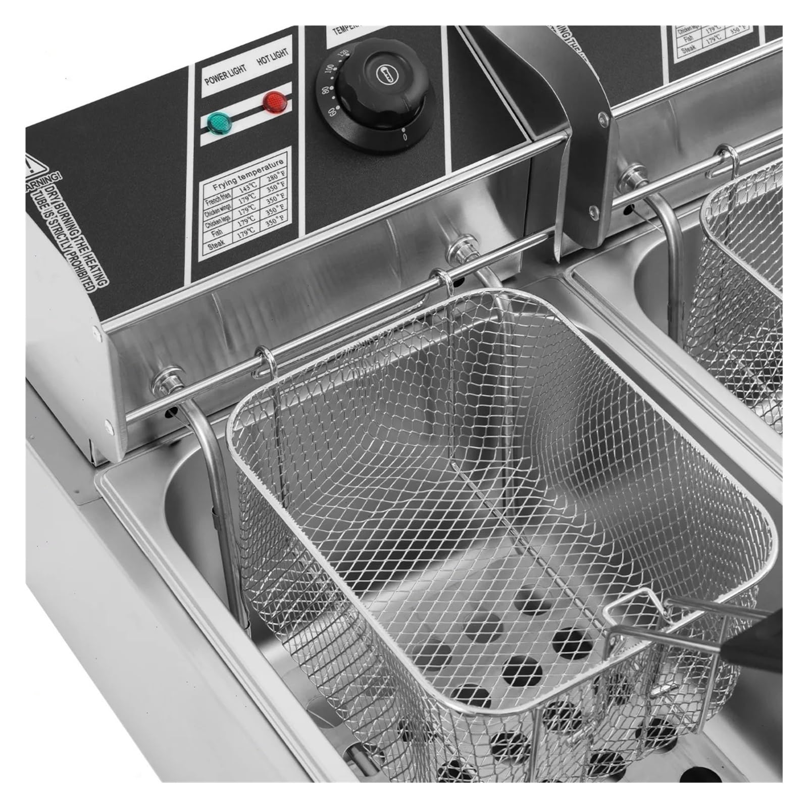 Friteuse Double Réservoir 2 * 6L, Électrique Avec Panier, 2,5 KW Chauffage Rapide