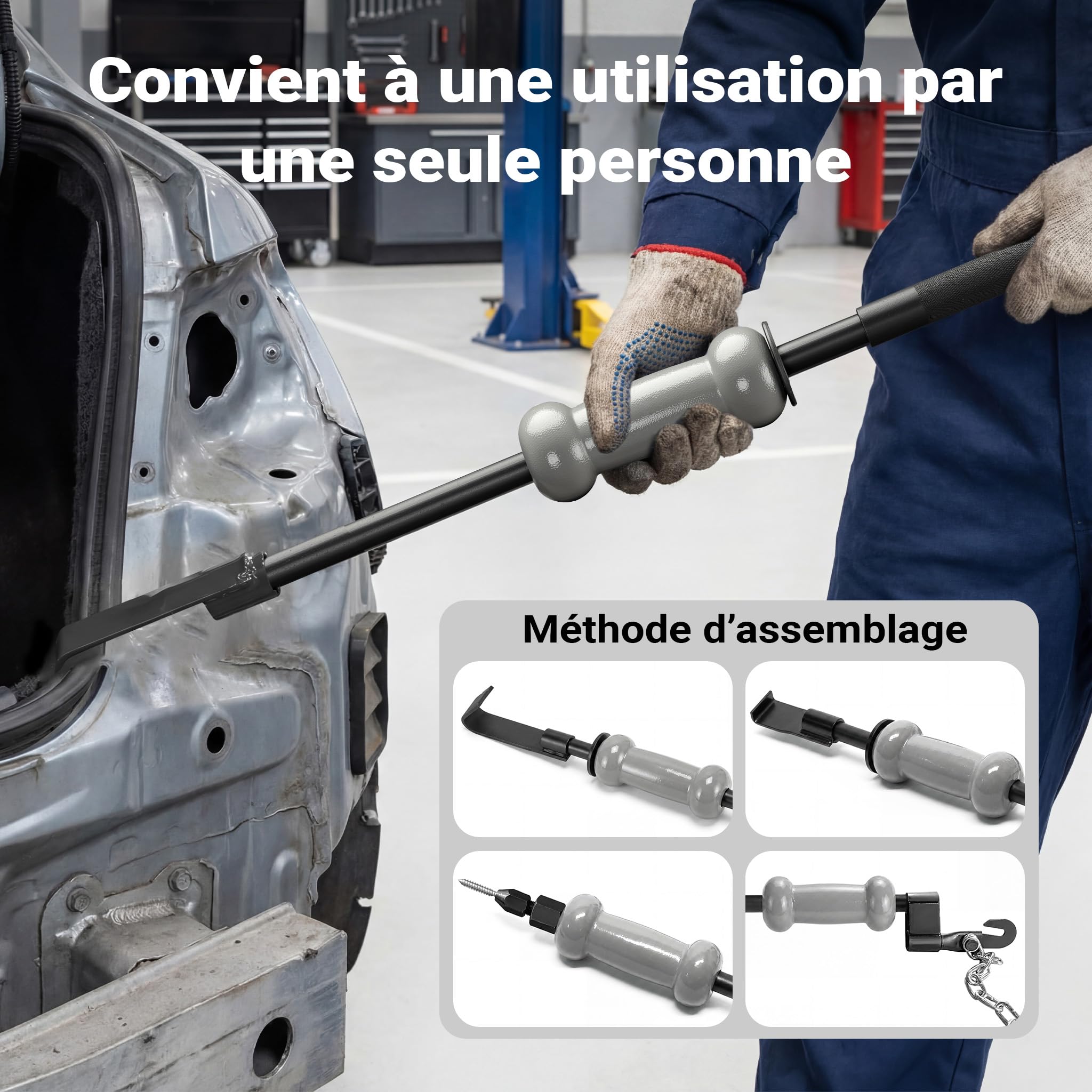 Wiltec Kit Marteau coulissant universel 11 pcs. - dans un coffret - Outil d'inertie et accessoires pour Débosselage carrosserie Réparation Redressage automobile