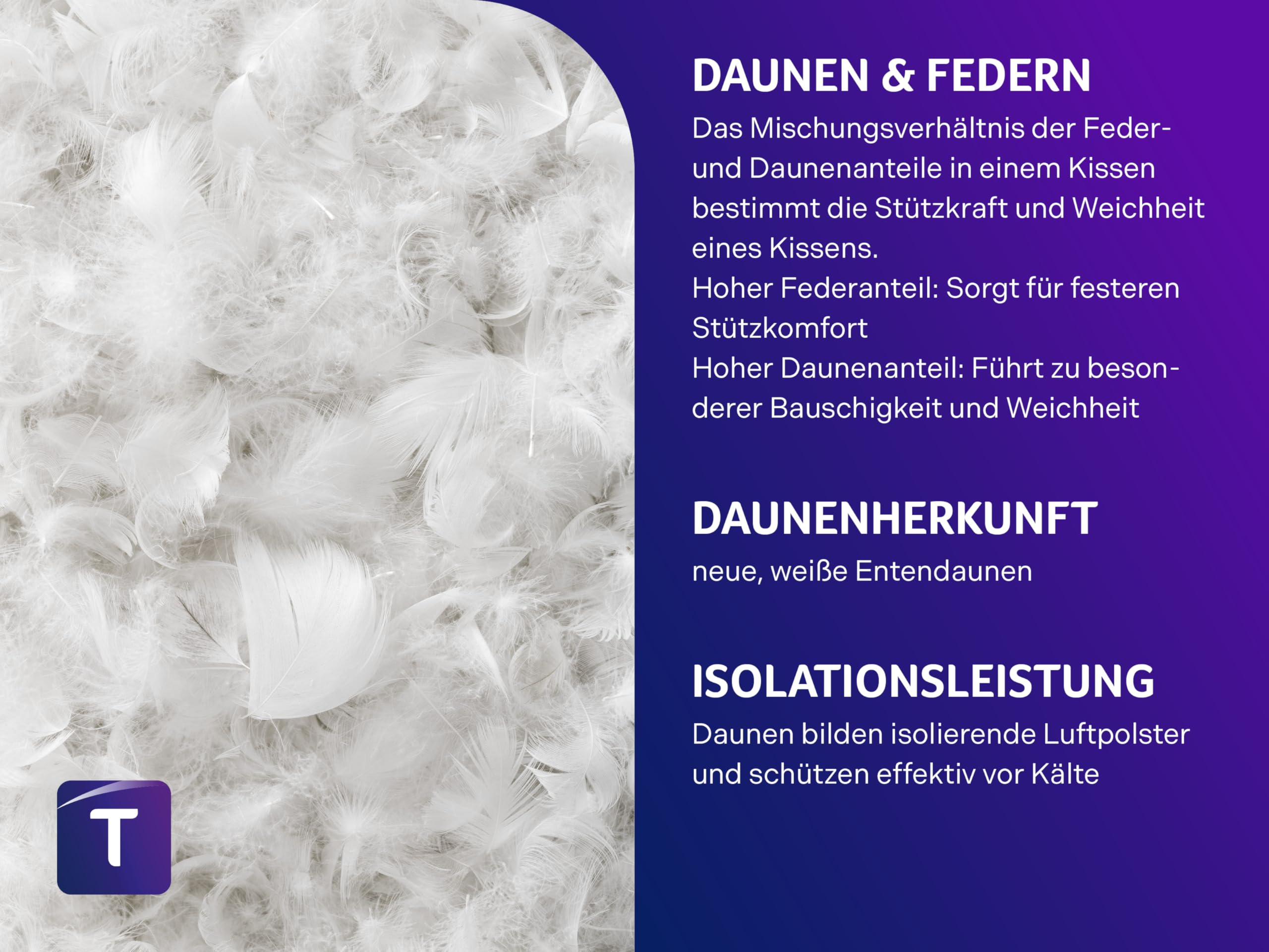Traumnacht Feather-Flex 3-Kammerkissen, Kopfkissen mit 40% Federn- und 60% Daunenfüllung, 80x80cm, Öko-Tex Zertifiziert, produziert nach deutschem Qualitätsstandard