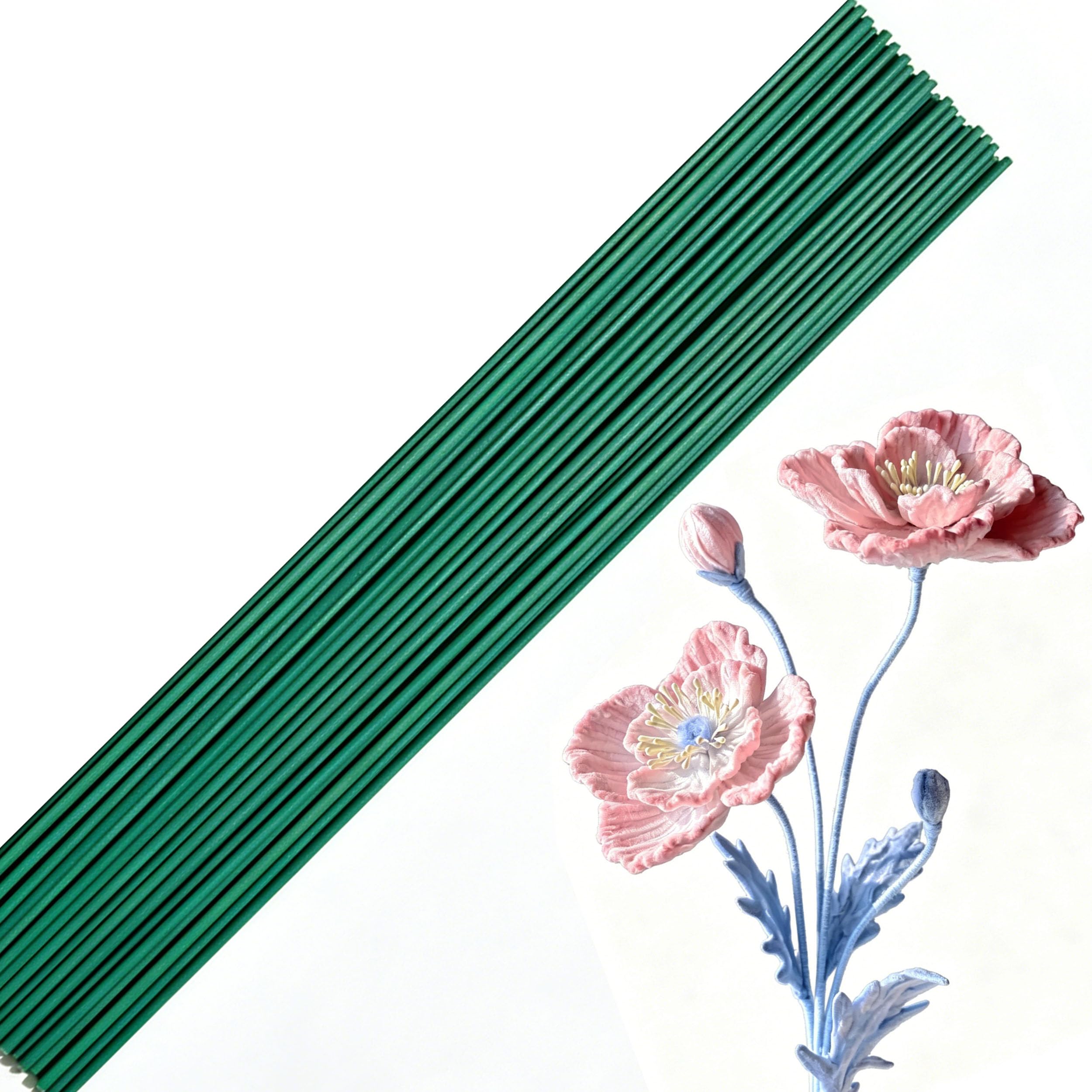 ShinyWay フラワーワイヤー 50本 造花 フラワーアレンジメントキット 手芸 DIY 農園 家庭菜園 鉢植え 植物の固定 栽培 サポート ウェディングブーケやクラフトに最適 材料 花材 花用ワイヤー ビニルコーティングワイヤー ステムワイヤー ワイヤーステム
