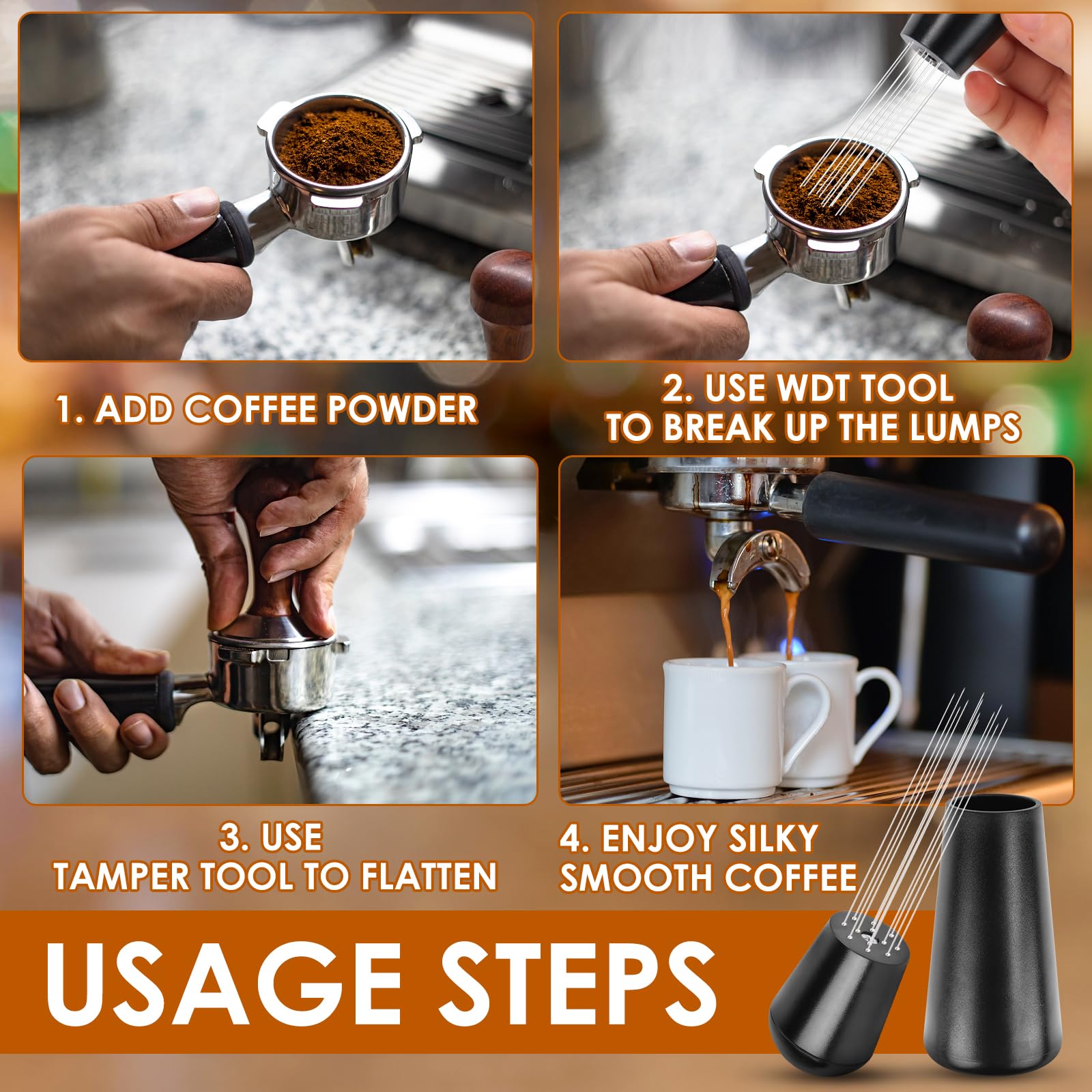 WelCloud Wdt Tool Tampon à café, 2 en 1, 51 mm, outil Wdt en aluminium