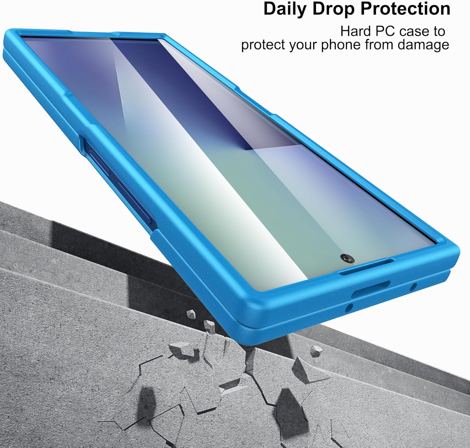 Foluu Slim Fit Case for Samsung Galaxy Z Fold 7, with Front Built-in Screen Protector, Ultra Thin Matte PC Protective Cover for Samsung Galaxy Z Fold7 5G 2025 (Blue)